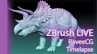 ZBrush LIVE - RaveeCG -Modeling Triceratops Dinosaur- Timelapse