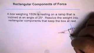 Rectangular Force Components Inclined Plane Vector Application
