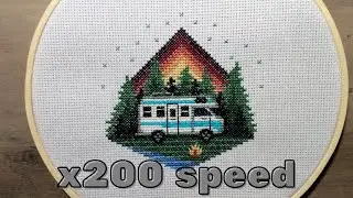 RV and Sunset Timelapse Cross Stitch