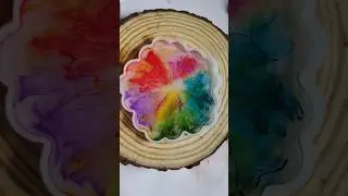 Resin Rainbow Flower Coaster: A Creative Craft Project #shorts #trending #diy #coaster #resin