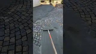 Laying Portuguese granite paving stones. #pave #pavage #pavement #granite #stone #var