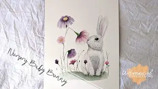 Baby Bunny Nursery Wall Decor - Relaxing Watercolor Timelapse
