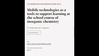Mobile technologies as a tools to support learning at the school course of inorganic ... | RTCL.TV