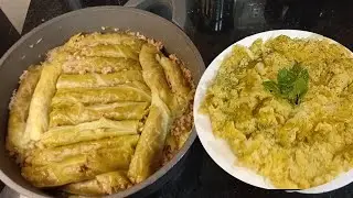 من اكلاتنا الجبلية التراثية محشي ملفوف بالبرغل والحمص والقوارما ،وعصورة الملفوف 