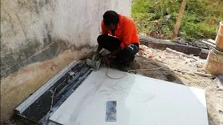 How to granite marble floor Patti cutting 2 inch border Patti white China