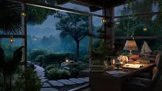 Rainy Forest Study Room Ambience 🌧️ Cozy Desk View with Thunder Sounds for Focus & Relaxation