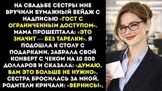 Родители понизили меня до «ограниченного гостя» на свадьбе моей сестры — пока я не подошла