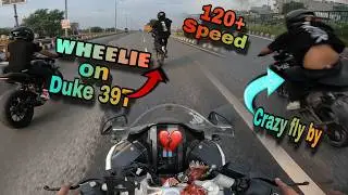 Wheelie On Duke 390 😱120 + Speed On Wheelie😤 Crazy Ride On Sunday 😰10 Plus Bikes