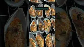 Easy and quick recipe How to cook broil green shell mussels spicy mayo #cooking #shorts