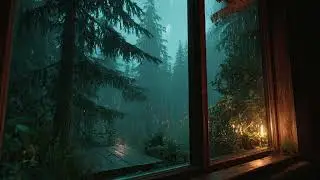 Cozy Night Forest View Through a Window | Calm Wind & Nature Sounds (2 Hours)