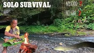 SOLO SURVIVAL IN THE SOLOMON ISLAND RAINFOREST // NO FOOD OR FIRE // CATCH N COOK
