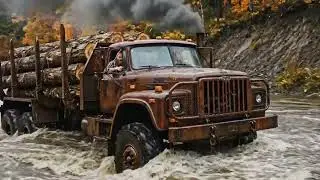 Old Iron BEASTS! Vintage Logging Trucks Conquer Deep River Crossing