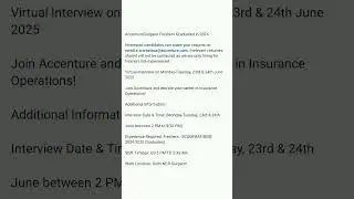 Accenture Virtual Interview 2025 #accenture #insurance #jobs #jobs2025 #freshers #gurgaon #shorts