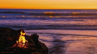 Crackling Fire and Lapping Ocean Waves Sounds for Sleeping Better