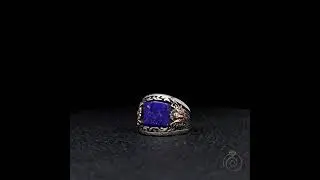 mens lapis lazuli gemstone heraldic statement silver anniversar ring