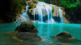 4K-HDR | Relaxing Nature Waterfall Flow Ambience for Sleeping | Water Stream Sounds for Stress-Free
