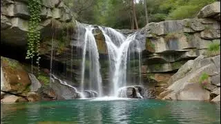 Waterfall flowing into water for 5 hours