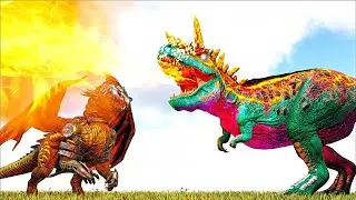 ALPHA INFERNAL TYRANNOSAURUS REX VS BIONIC DRAGON & SPIDER QUEEN (ARK SURVIVAL EVOLVED BATTLE)
