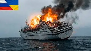 12 MINUTES AGO! Russian Cruise Ship with 75,000 Shells Sunk by Ukrainian F-16 Fighter Jet