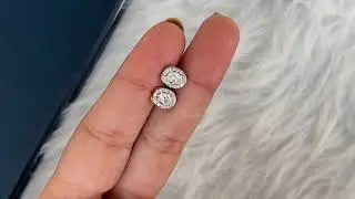 Oval Cut Halo Diamond Stud Earrings @ourosjewels