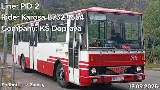 Line: PID 2 Ride: Karosa B732.1654 Company: K&Scaron; Doprava to Z&aacute;mky 