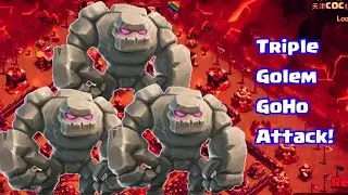 Clash Of Clans | Triple Golem GoHo Attack | TH9 3 Stars Strategy
