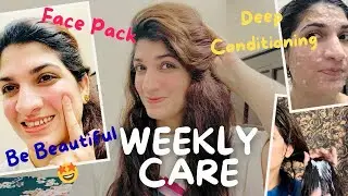 Weekly Routine | My Hair-Care By Deep Conditioning  | Just 2-Steps & Instant Glow | Glass Skin Pack