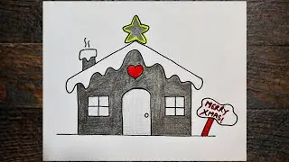 How to Draw a Cute Christmas House | Kawaii Snowy House Easy Step-by-Step Drawing for Kids!