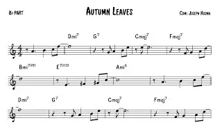 Autumn Leaves play along backing track with chart for Bb / B flat instruments