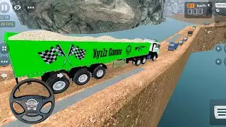 TATA power Truck 22 Wheels 🛞 Big TROLLEY Full Material Loaded Off Road and Rain driving 🤯 gameplay 🎮