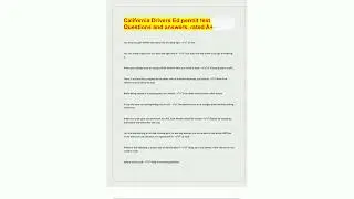 California Drivers Ed permit test Questions and answers rated A Questions with 100 Correct Answers