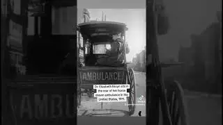 Dr. Elizabeth Bruyn sits in the rear of her horse drawn ambulance in the United States, 1911.