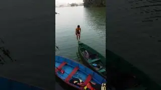 Swimming at fewa lake