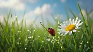 Peaceful Meadow 🐞🌿 Soft Breeze, Swaying Grass & Ladybug | Calm Nature Ambience