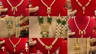 Light weight gold pendant under 5000 🔥 pearl necklace/sitahar design new model 