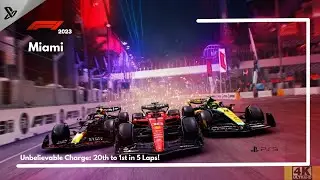 F1 Race Replay  | 2023 Miami Grand Prix | 20th to 1st Position in 5 laps | F1 Gameplay [4K60FPS]