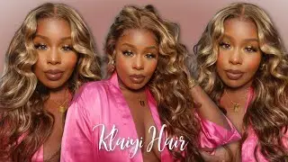 😍 PERFECT COLOR & CONSTRUCTION! BOMB BODY WAVE 13X4 BLONDE HIGHLIGHT WIG! EASY STYLING! KLAIYI HAIR