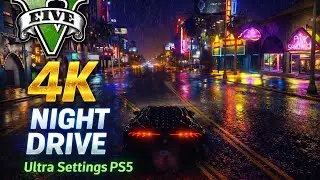 GTA V Night Drive in the Rain (4K PS5 Max Graphics Settings)