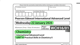 A level | Chemistry | unit 6 | January 2025 | Pearson Edexcel |