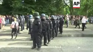 Raw: Police Use Water to Disperse G20 Protesters
