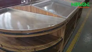 Highbright Island Produce Table Supermarket Vegetable Display Rack with Big Storage Space Below.