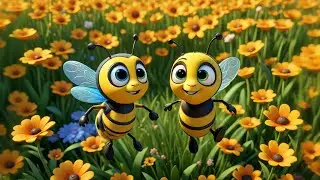 Seven Little Bees Buzz in a Line | Buzzing Bee Rhyme for Kids | Fun Counting Song & Nature Learning