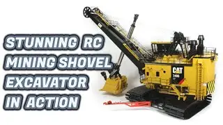 RC Model Mining Rope Shovel Excavator in Action: RC Heavy Machinery in Construction Site