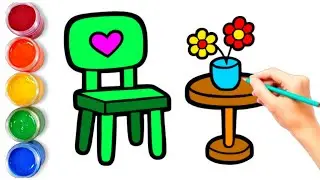 How to draw chair, table, flower pot | easy drawing step by step