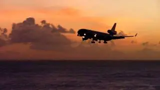 HD KLM MD11 landing at sunset at St Maarten (SXM)