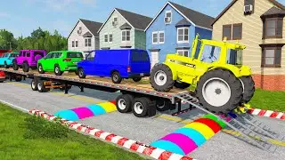 Flatbed Truck Mcqueen | Transportation with Truck - Pothole vs Car #6 - BeamNG.Drive