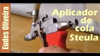Pistola aplicadora de cola Steula com reservatório suspenso. /Glue gun with suspended tank.