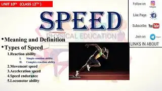 SPEED || TYPES OF SPEED || Physical Education || Class 12 || Unit 10 || in Hindi and English ||