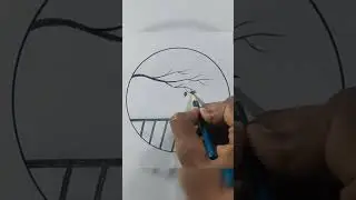 #drawing #easyscenery #art #scenery #easy #easydrawing #pencildrawing #birds #nest #shorts