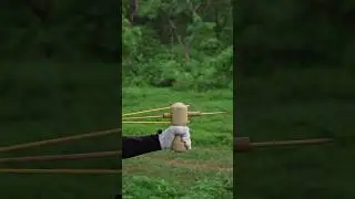 Arrow Bow Barrel Slingshot Creation #diy #craft #youtubeshorts #wood #bamboo